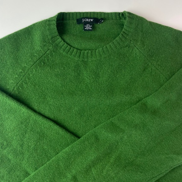 J.Crew Womens Green 100% Lambswool Crewneck Raglan Sweater 70762 Size L - Picture 3 of 10